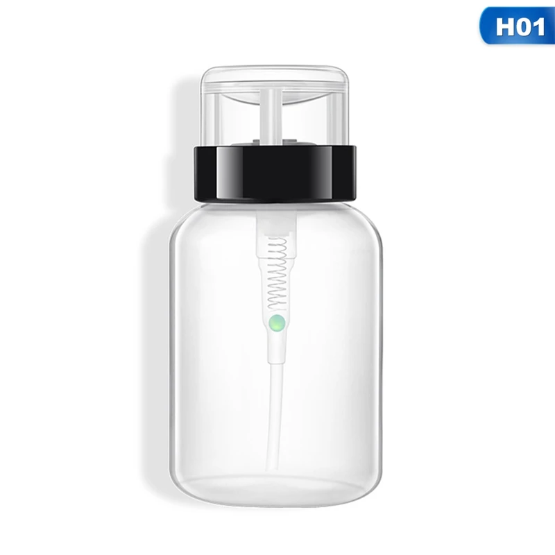 1Pc 200ml Empty Plastic Nail Polish Remover Alcohol Liquid Press Pumping Dispenser Bottle Nail Art Gel Cleaner - Цвет: H01