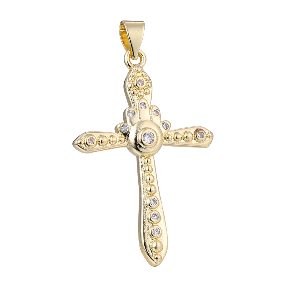 Juya DIY 18K Echtgold vergoldet Großhandel Christian Kreuz Charms für handgemachte Weihnachten religiöse Rosenkranz Anhänger Schmuckherstellung – Detail 27
