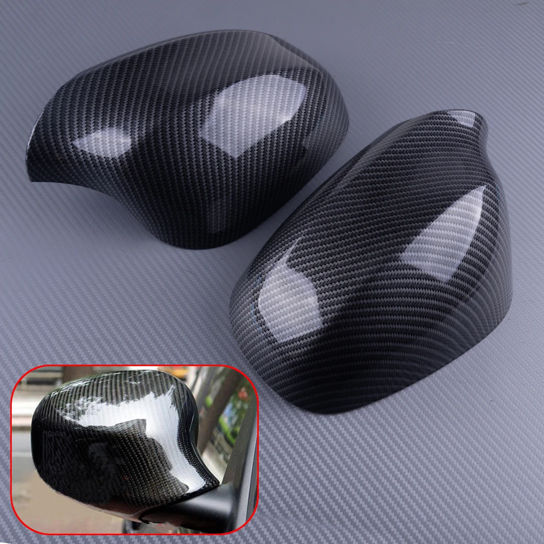 Carbon Fiber Rearview Side Wing Mirror Cover Cap For BMW E90 328i 335i 09-11