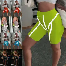Женские Светоотражающие полосатые обтягивающие шорты для йоги Ruuning Sports Gym FitnessCycling Biker Sport Running Tight Shorts