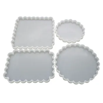 

Wavy Table Set Coaster Silicone Mold Round Square Epoxy Resin Molds DIY Jewelry Crafts Making Tools