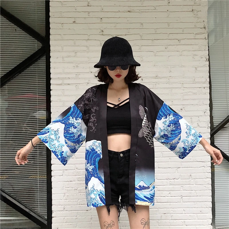 Womens tops and blouses 2020 harajuku kawaii shirt Japanese streetwear outfit kimono cardigan female yukata blouse women  AA001