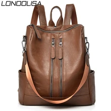 Double Zipper Women Backpack Mochila Shoulder Bags for Women 2020 Vintage Female Travel Backpack for Teenager Girls Bagpack