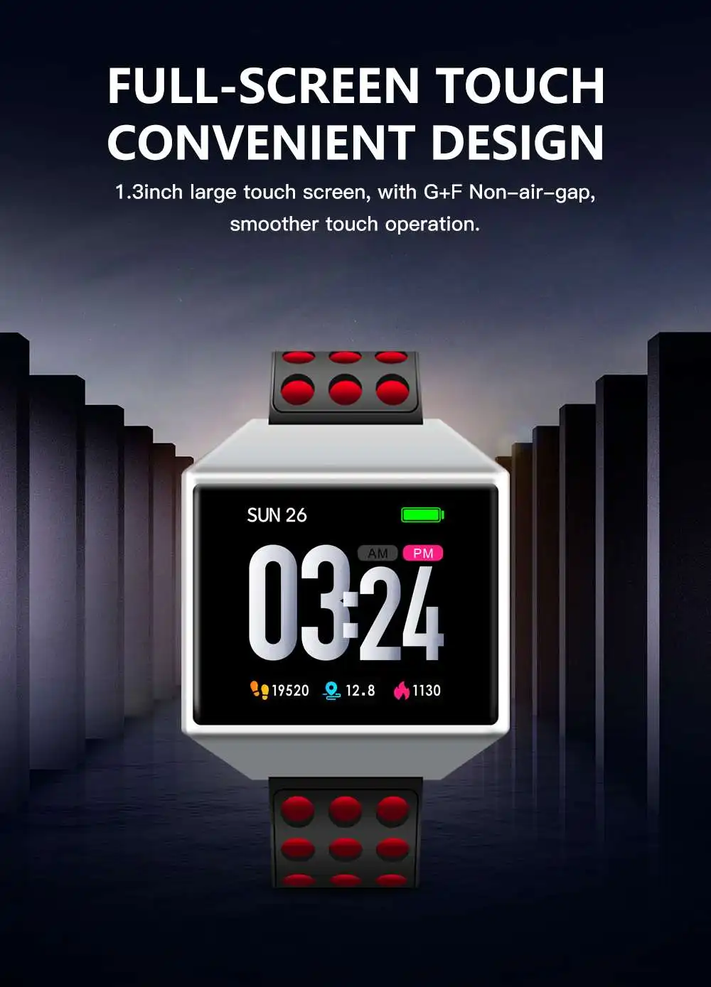 Bakeey CK12C 1.3' Full Touch Screen Custom Dial Heart Rate Remind Anti-lost 20Days Standby bluetooth Camera Control Smart Watch