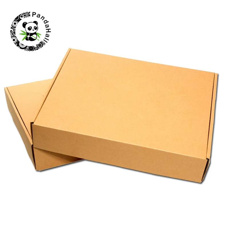 Pandahall 10 шт. Крафт Бумажная складная коробка из гофрокартона для Ювелирная Подарочная коробка Упаковка бисер светло-коричневый(10 размеров