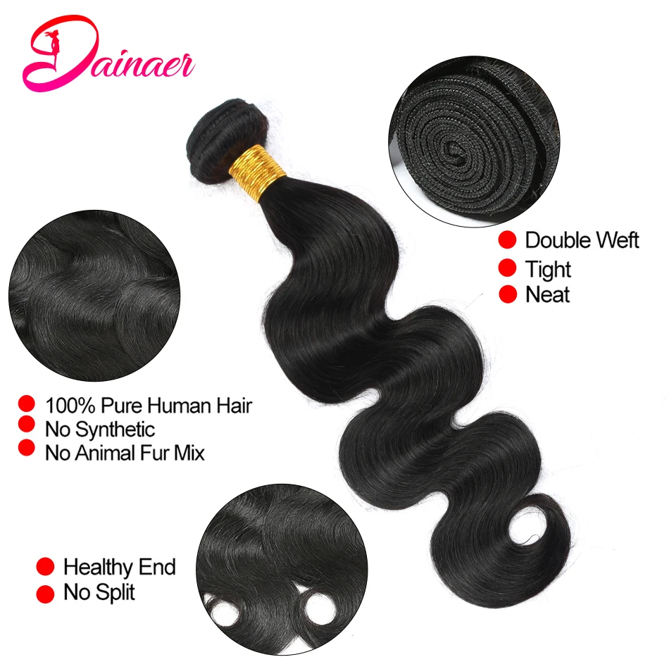 Human Hair Bundles 30Inch Body Wave Bundles 100% Human Hair 1/3/4 PCS Brazilian Weaving Human Hair Bundles Natural Color Remy Extensions