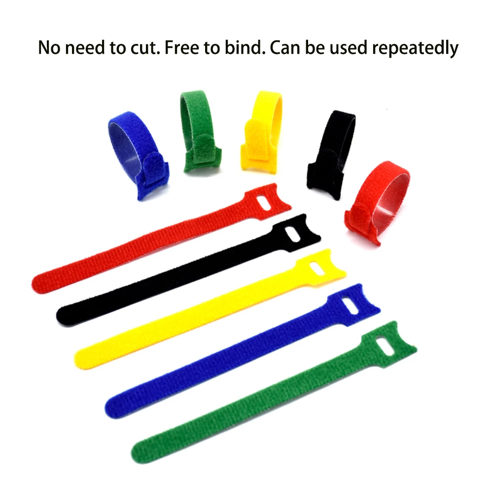 50pcs /100pcs Releasable Cable Ties Colored Plastics Reusable Cable ties Nylon Loop Wrap Zip Bundle Ties T-type Tie Wire