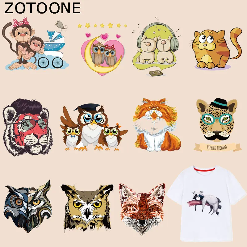ZOTOONE милые нашивки в виде животных совы кошки наклейки с изображением обезьян