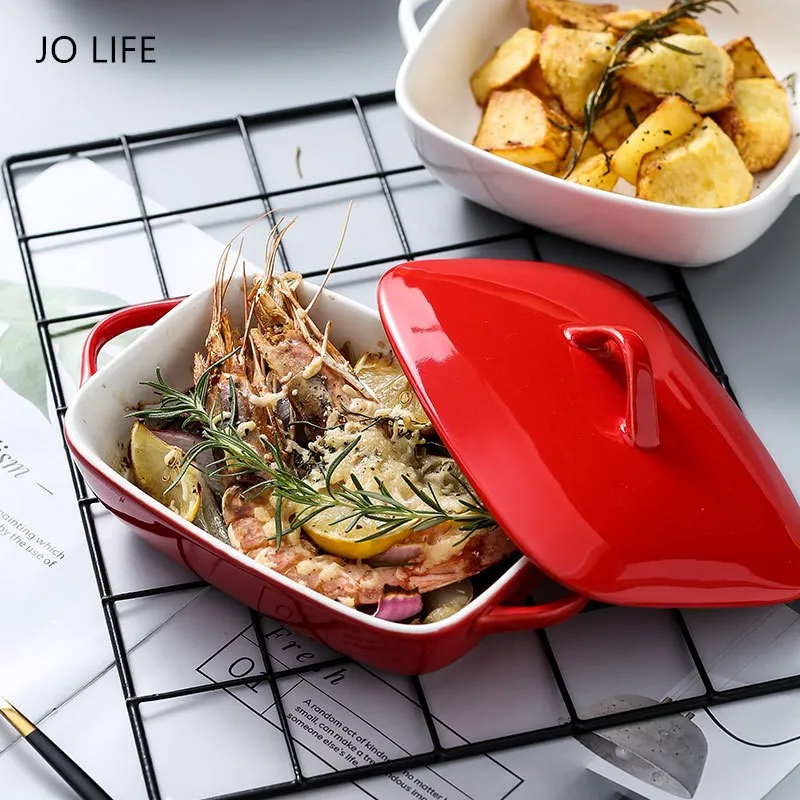Прямоугольный 8-дюймовый керамический поднос JO LIFE для выпечки бытовой с двойной