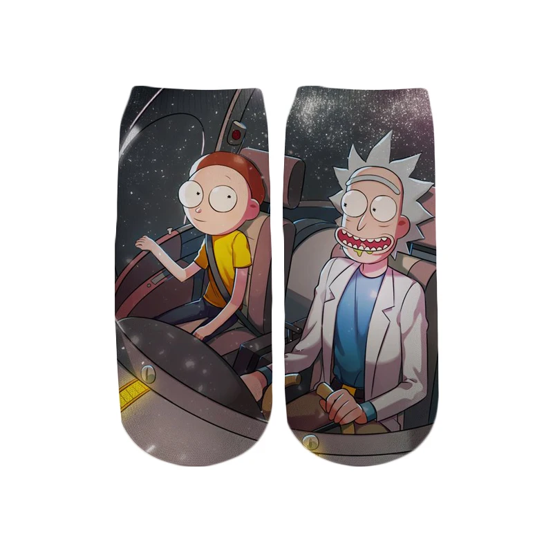 PLstar Cosmos/Новинка года; милые короткие носки с 3D принтом с героями мультфильмов Rick and Morty для мужчин и женщин; корейские носки в стиле Харадзюку; WZ = 145 - Цвет: color as the picture