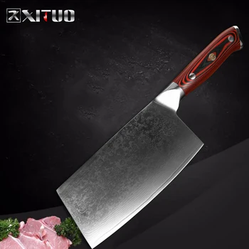 

XITUO Damascus Steel Chef Knife Professional Sharp Cleaver Fish Vegetable Knife Home Restaurant Kitchen Cooking Tool G10 Handle
