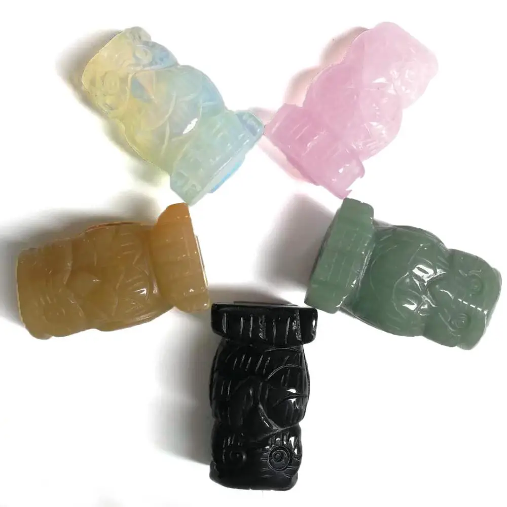 Rose Quartz Нефритовые хрустальные статуэтки Совы ремесло Резные натуральный камень авантюрин мини статуя животного для декора Чакра Исцеление R - Цвет: Rose Quartz