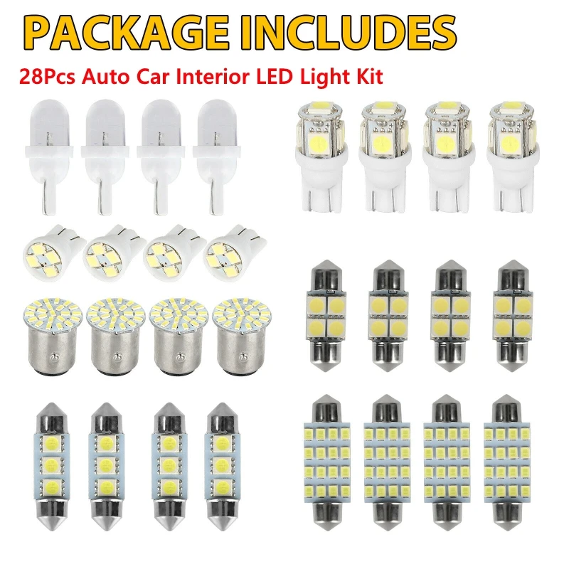 Cut Price Parking-Bulbs-Set Trunk-Lamp Led-Light License-Plate Interior T10 W5w Auto Dome 28pcs wxQKM5r1RKo