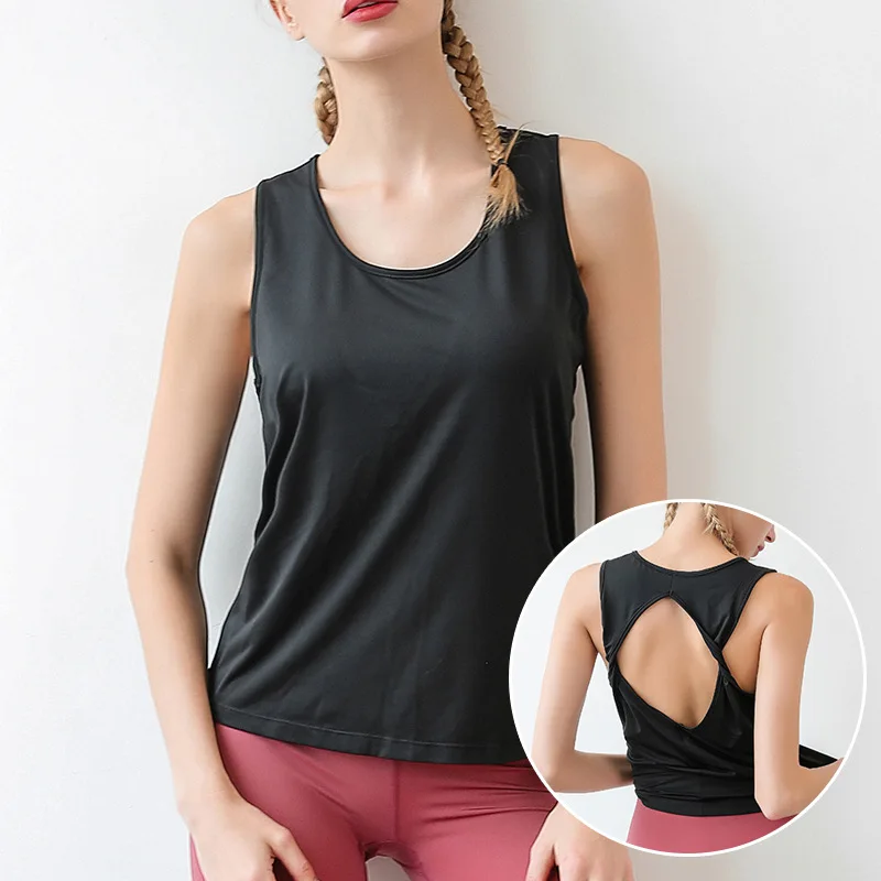 Свободная и быстросохнущая Женская одежда, Женская футболка для бега, куртка без рукавов с коротким рукавом, сексуальный жилет, одежда для фитнеса, жилеты - Цвет: Черный