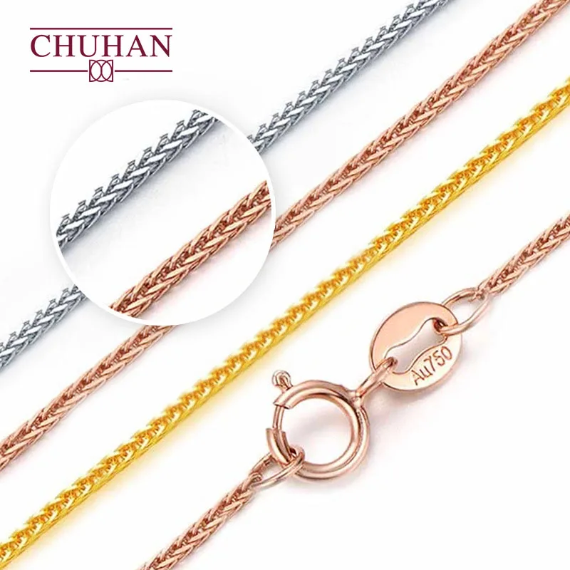 CHUHAN 18k Золотая цепочка для палочек регулируемое ожерелье AU750 до ключиц розовое