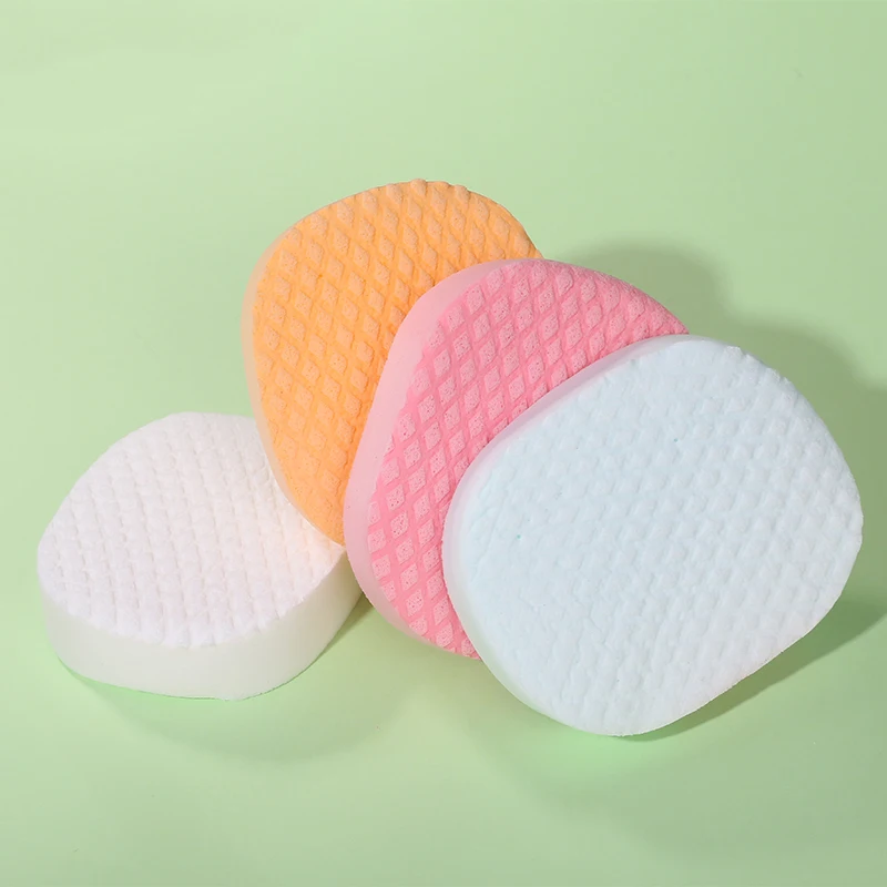 2 pcs Round Soft Sponge Cosmetic Puff Makeup Pads Natural Fiber Face Wash Cosmetic Puff Random Color MKXJ