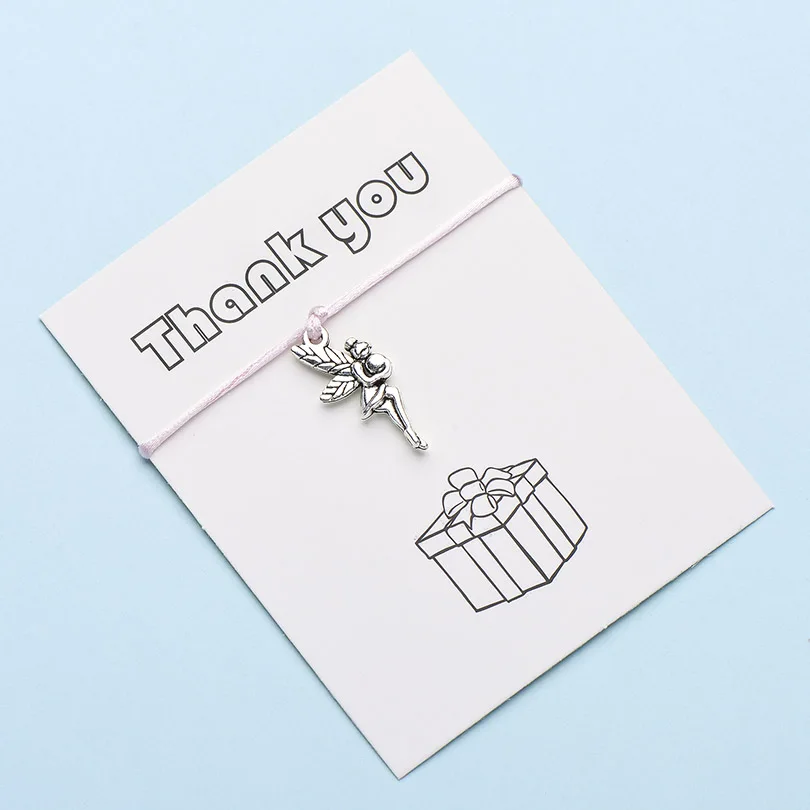 IYOE Wish Card Thank You Чарм "Фея" браслеты для женщин девушек ручной тканый счастливый красный браслет с огранкой и Висячие Подарочные ювелирные изделия