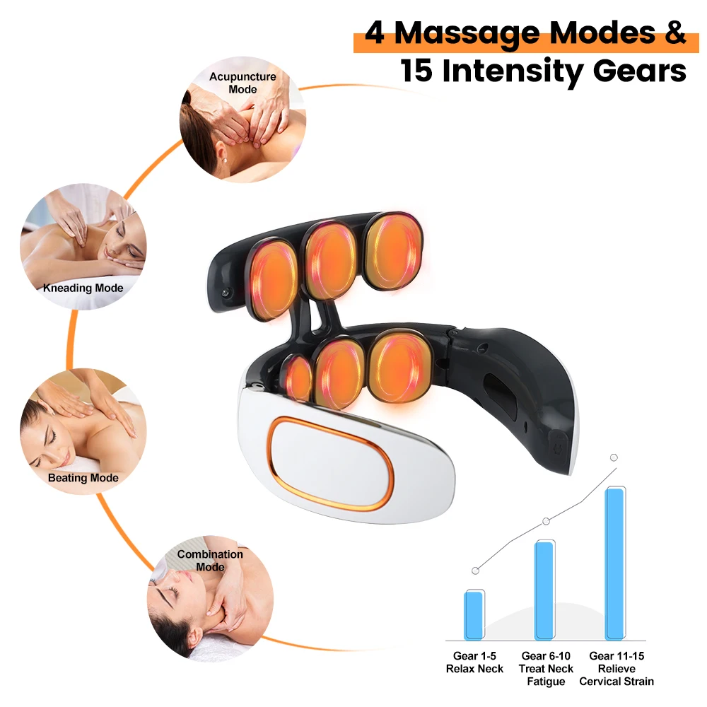 6 Heads Neck Massager Intelligent TENS Pulse Neck Massager with