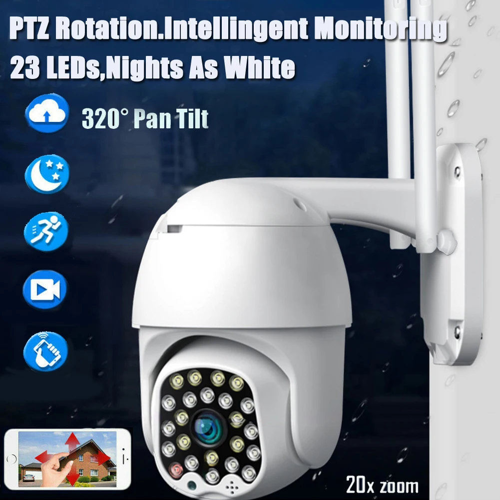 

1080P PTZ WIFI Camera 23LED Auto Tracking Waterproof CCTV Home Security IP Camera 4X Digital Zoom Speed Dome Wireless IP Camera