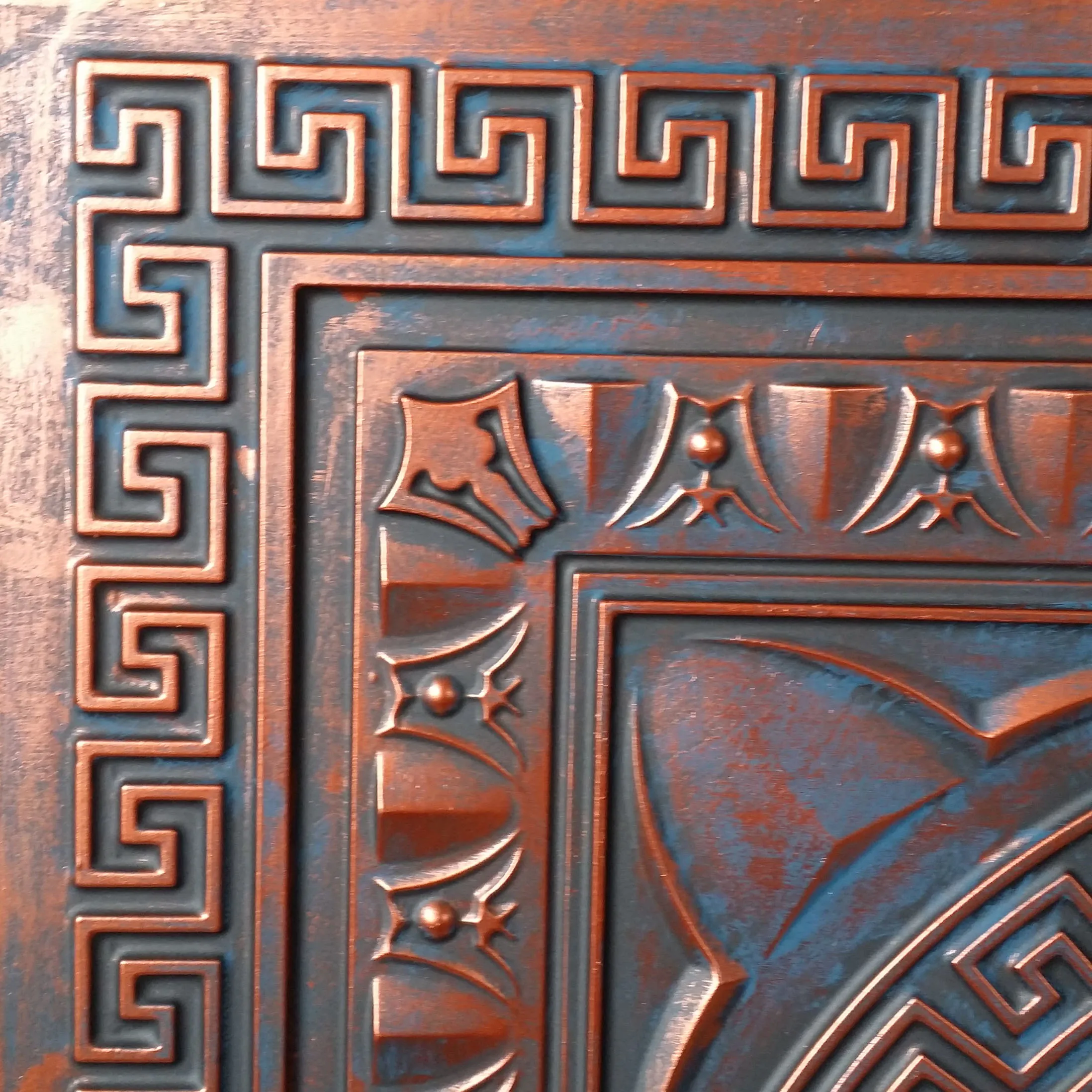 Suspended Ceiling Tiles Rustic Copper Color Cafe Pub