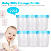 Детская Бутылочка Для Хранения грудного молока, коллекция продуктов без бисфенола, пищевой полипропиленовый Морозильный контейнер для младенцев, емкость 180 мл, 6 штук