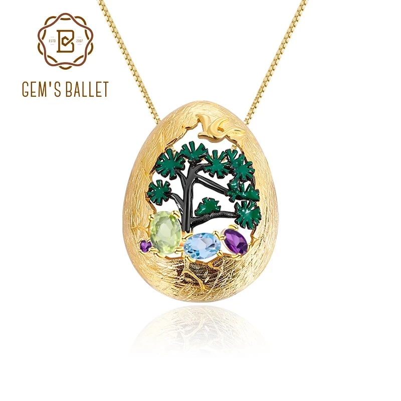 Женское Ожерелье GEM'S BALLET серебро 925 пробы позолота растение ручной работы