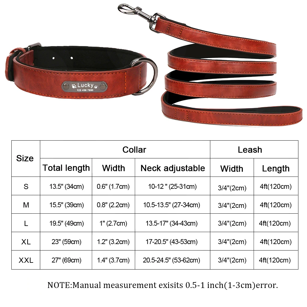 Dog Collar Leather Personalized Name Engraved