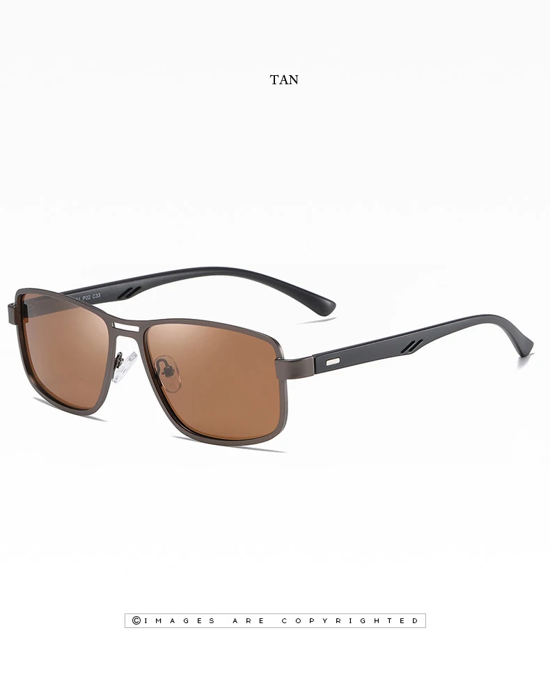 Men's Rectangle Sunglases Square TR90 Metal Frame UV400 Protection Polarized Sunglasses Blue Green Brown Sun Glasses for Driving