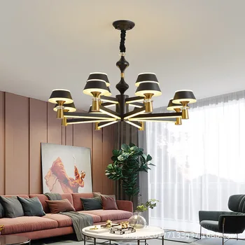 

2020 American Modern Crystal LED Pendant Light Black Iron Acrylic Lifting Chain Living Room Shopping Mall Home Decoration Lamp