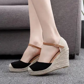 

2019 spring and summer Mary Jane wedge sandals round head waterproof platform high-heeled fashion large size single shoes women