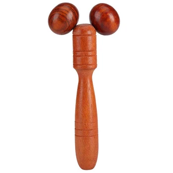 

Roller Massager, Red Wood Roller Wooden Massager Thin Face Hand Leg Head Neck Back Waist Massage Wheel