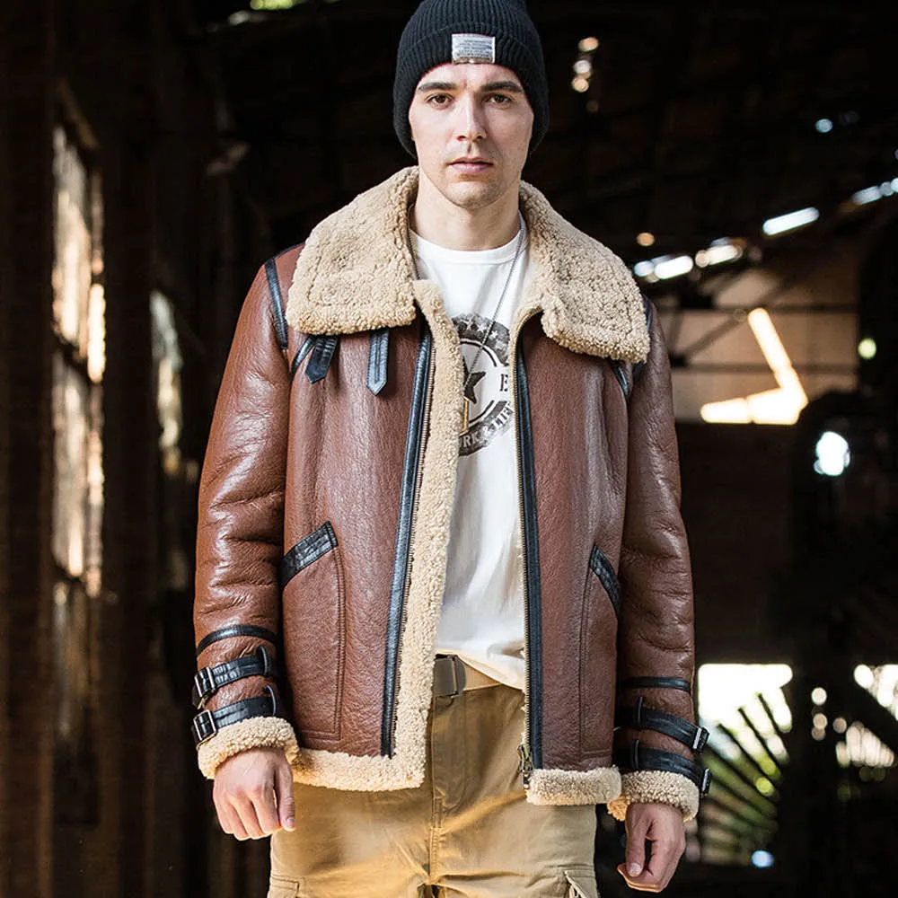 Повседневное коричневое официальное утепленное Мужское пальто из натурального