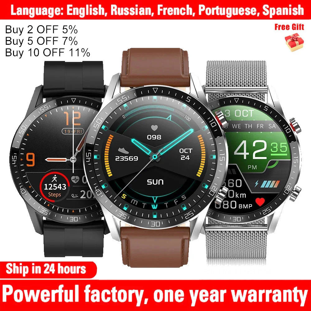 L13 Smart Watch Hangul Korean Support Pod ECG+PPG IP68 Waterproof Bluetooth Call Blood Pressure Heart Rate Men's Wrist Watch