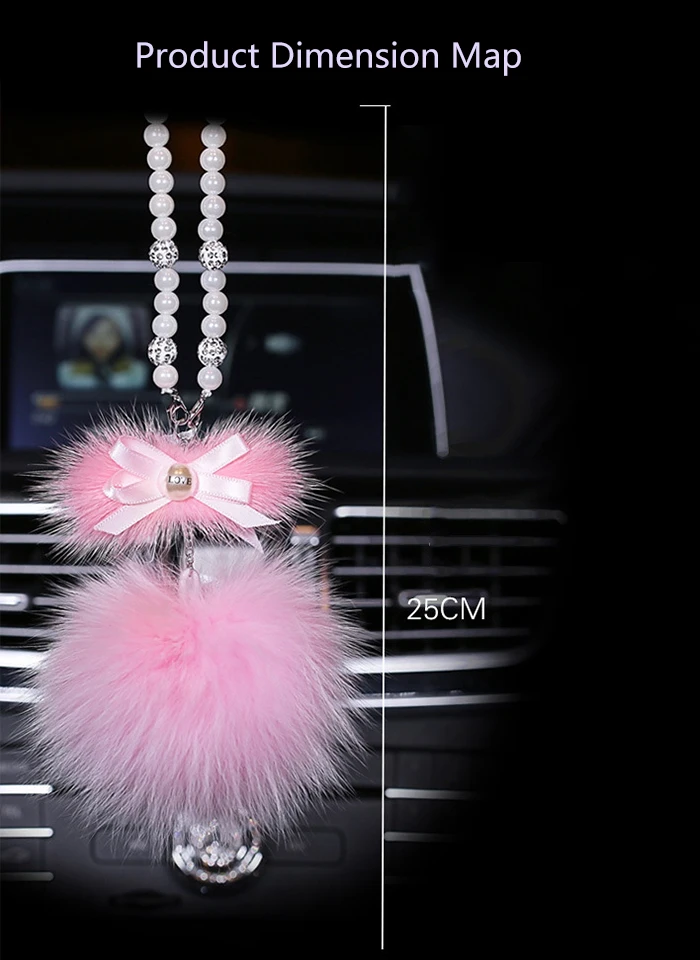 Перламутровый кулон украшение норковые волосы безопасность автомобиля зеркало заднего вида украшение кулон очаровательные лисы волосы автомобильные аксессуары