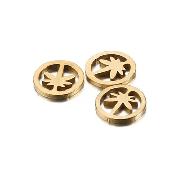 

7.5mm Simple Round Hollow Charm Stainless Steel Coconut Tree Pendant for Necklace DIY Jewelry Accessories Wholesale 100pcs