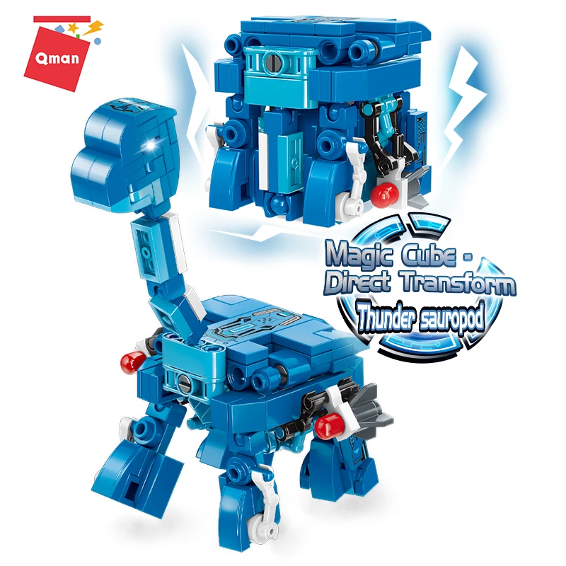 

Qman Creative Machine Armour Beast Cube Thunder Sauropod Variety Building Block Toys With 145 Pcs