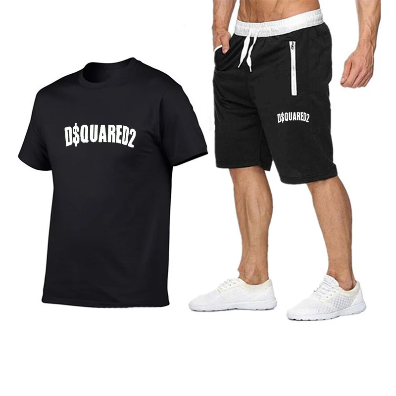 Summer Men's Sets T Shirt Shorts 2 Piece Sets Men Brand Clothing Tracksuit Fashion Casual T Shirt Gyms Fitness Short Sleeve Sets