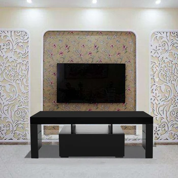 

【US Warehouse】Elegant Household Decoration LED TV Cabinet with Single Drawer Black (TV Cabinet )