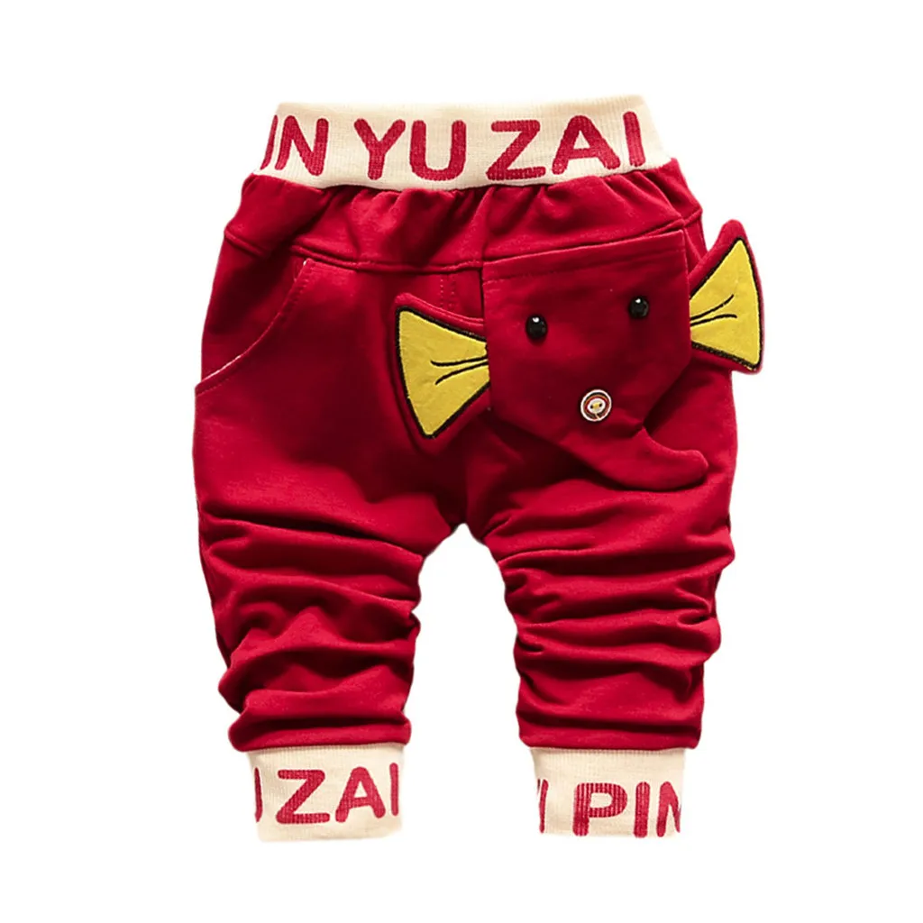 Модная детская одежда с изображением слоненка с надписью брюки с рисунком повседневные штаны для малышей, для маленьких детей Для мальчиков, штаны с рисунком брюки 40