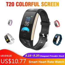 T20 красочные Экран Смарт-часы Водонепроницаемый браслет montre интеллигентая(ый) со смарт-браслет с функциями измерения пульса и артериального Давление Смарт-часы с мониторингом