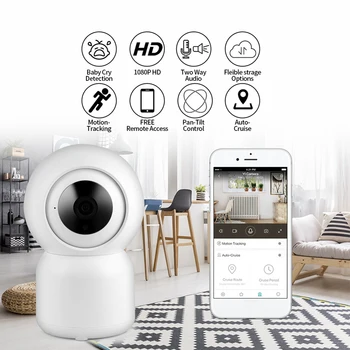 

WiFi IR Night Vision Camera Durable Practical Multi-functional Classic Texture HD 1080P Smart Wireless Camera for Home Office