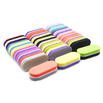 

Mini 50pcs/lot Nail File MIX Color Sponge Nail Buffer Block Manicure Sanding File Vijlen Nail Polish Strong Thick Double-sided