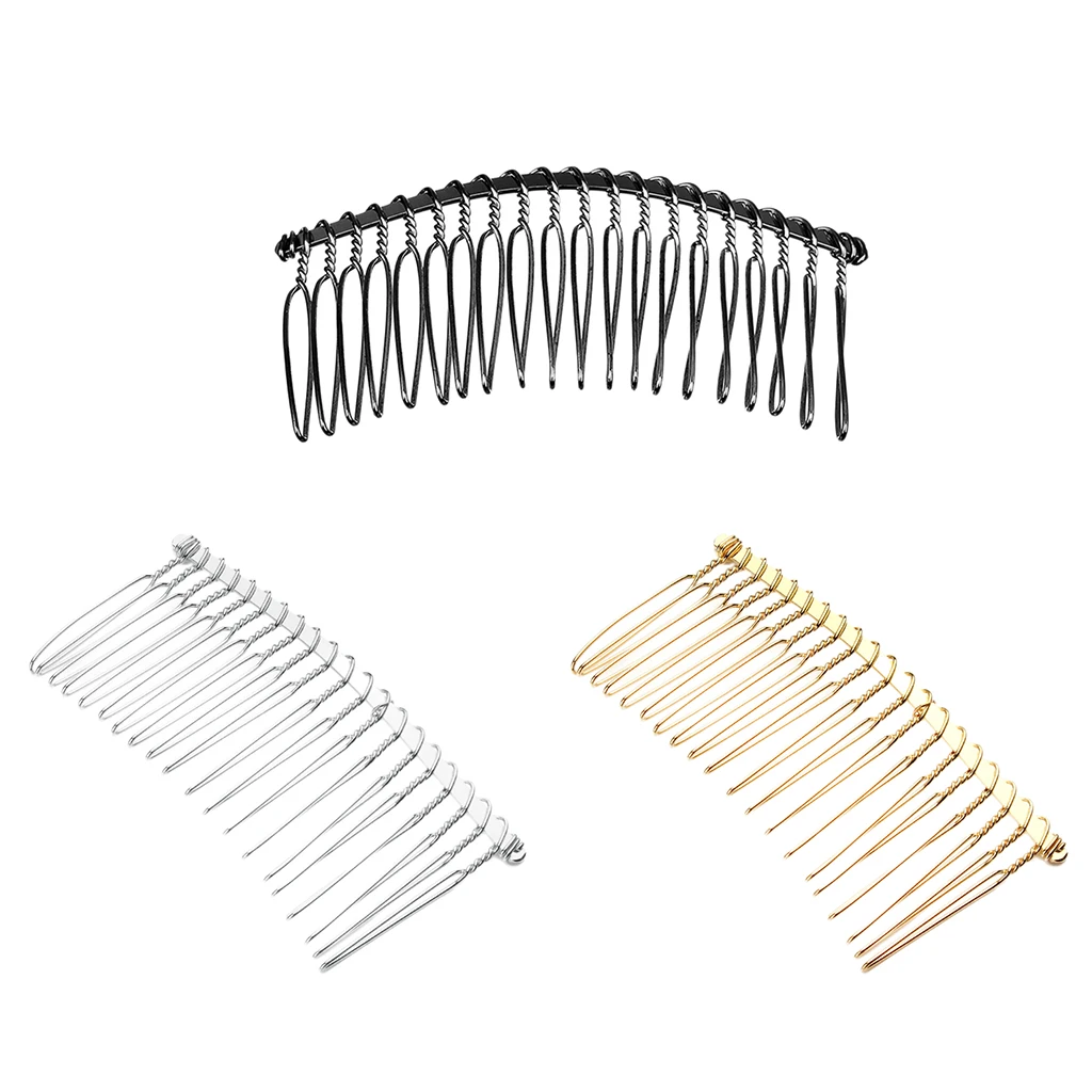 6 Pieces 20 Teeth Hair Clip Combs Metal Wire Hair Combs Wire Twist Bridal Wedding Veil Combs, 1.46 x 2.91 inch