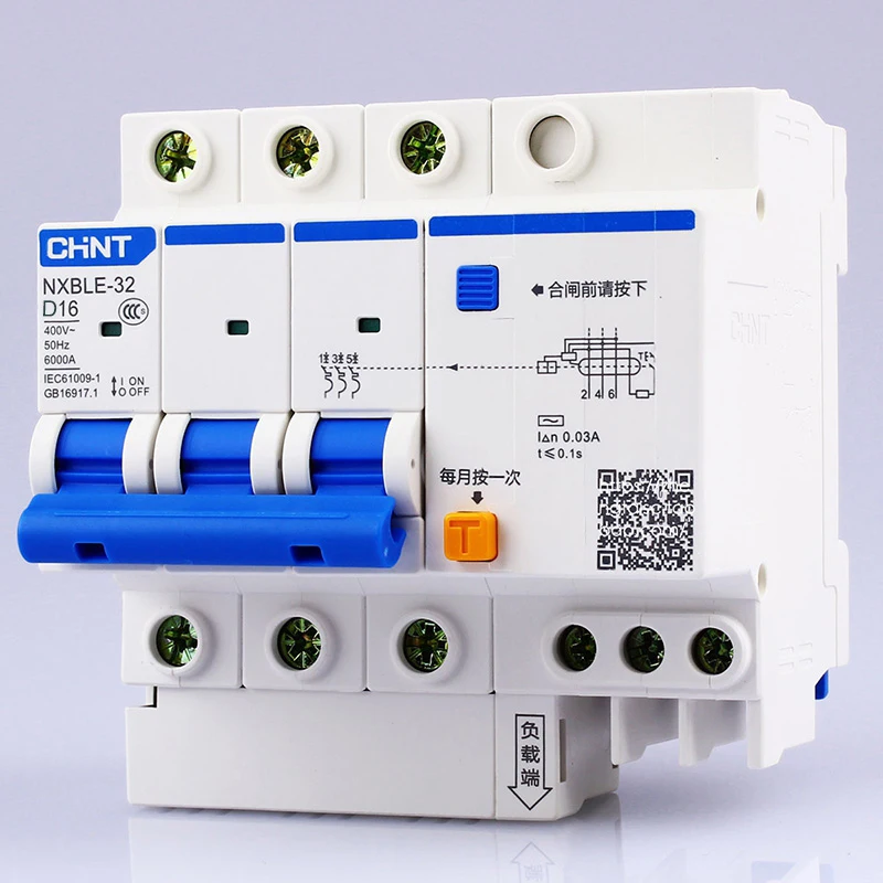 CHINT AC230/400 V NXBLE-32 3P устройство остаточного тока D 6 10 16 20 25 32A электромагнитный разъём типа D разъём