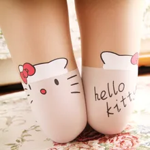 Японские Синдзюку праздник колена печать, шелковые носки hello kitty татуировки с котами, носки, зеленый отдых, высокие колготки