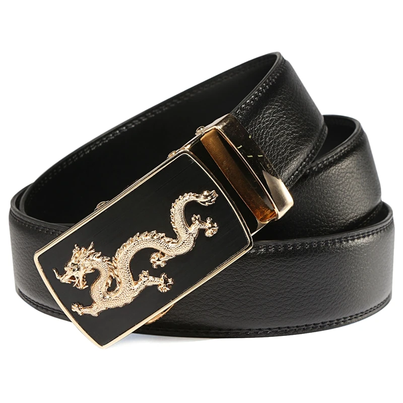 Men's Black Automatic Buckle Waistband Leather Belts Waist Strap New