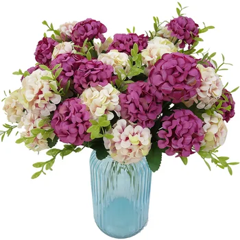 

2pcs Artificial Flower Bouquet Home Hotel Silk Cloth Floral Decor Wedding Party Fake Flower Artificial Hydrangea Flower Bouquet