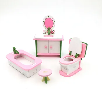 

Wooden 1:12 toy house miniature furniture play house creative bedroom children's restaurant removable doll home decoration doll