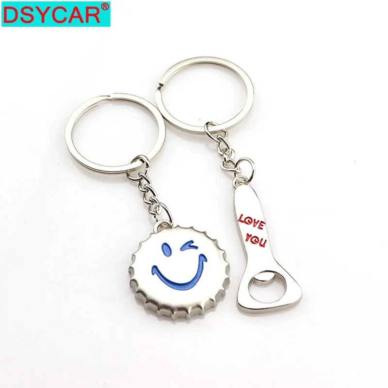 

DSYCAR 1Pair Multifunction Keyring Couple Bottle Opener Zinc Alloy Fish Keyrings Souvenirs Keychain Promotion Gift