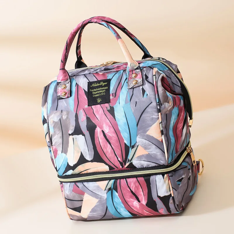 

Mummy Bag Multifunctional Feathers Mass Bottle Shoulder Bag Wet Dry Separation Diaper Storage Bag Waterproof Backpack
